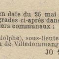 1920 26 Mai : Adolphe COGNE sous-lieutenant de pompiers
