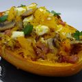Courge spaghetti farcie au bacon et féta