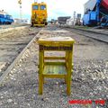 Tabouret bois theme Métro Parisien