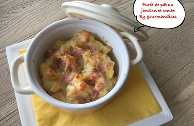 Purée de pommes de terre au jambon et comté ( 424 cal / par personne)