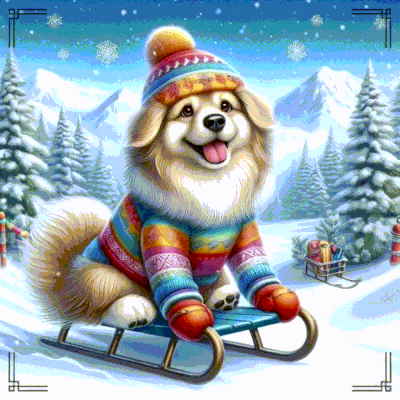 GIF : CHIEN SUR LA LUGE