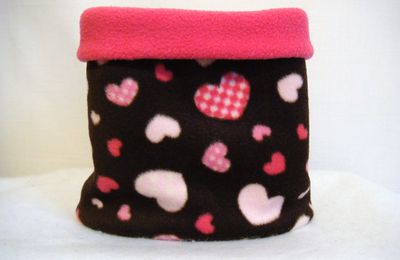 VENDU Tour de Cou Echarpe Tube Snood Polaire Fille "Coeurs Rose, Fuchsia et Marron"