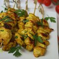 Brochettes de poulet au fromage blanc et curry