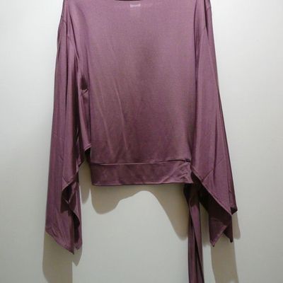 Top en soie manches chauve-souris parme MANGO T.S