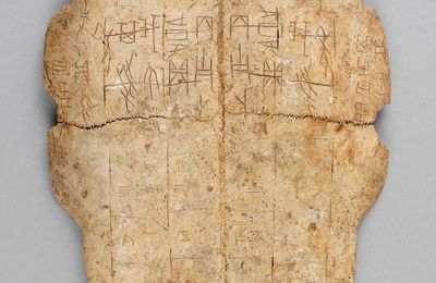 Turtle plastron with filled Zhubu Ci, Shang dynasty, Bronze Age, Yin Ruins, 127 Xiaotun Ash Pit, Anyang County, Henan Province
