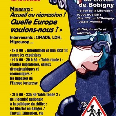 Réunion à Bobigny : "Migrants, accueil ou répression : quelle Europe voulons-nous ?"