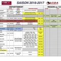 Calendrier des compétitions 2016 - 2017