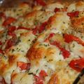 Gratin de pâtes à la tomate, mozzarella et sarriette