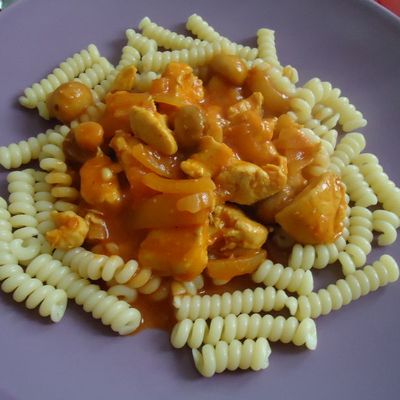 sauté de poulet à la sauce tomate et aux champignons