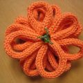 Une chenille orange de 2 mètres