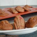 Madeleines au citron, éclats de framboise et cacao