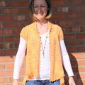 gilet ample "soleil" en tricot et bordure dentelle crochet 