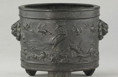 Tripod Censer with Design of Assorted Birds and Animal-Mask Handles