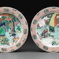A pair of famille verte chargers, Kangxi period (1662-1722)