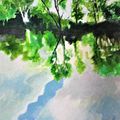 série "le fleuve" ;"ciel de printemps" 30/42cm acrylique/papier
