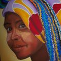 Pastel, portait 2, Afrique "la femme aux foulards"