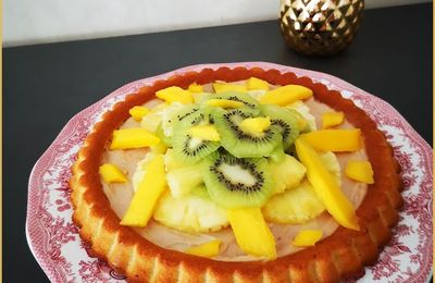 Tarte renversée crème d'amande et coco/fruits exotiques