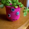 Cache pot au crochet et pot récupération bouteille