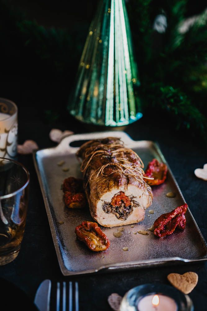 filet mignon farci, noel, champignons et tomates confites, porc, recette facile, repas de noel, plat principal