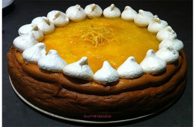 Cheesecake nature, topping lemon curd et meringues