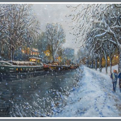 Sous la neige, le long du Canal -Metz -