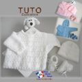 PATRON tricot bb FACILE et PREMA modele layette bébé et patron a tricoter Explications tuto brassière, bonnet, chaussons et Reborn