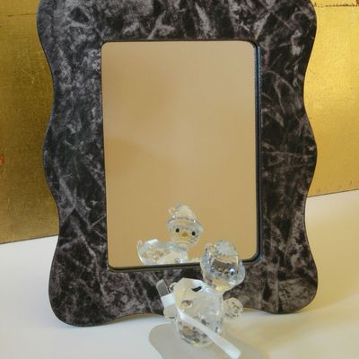 Miroir "vague", noir et argenté 