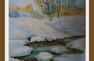 Aquarelle : Paysage de neige copie