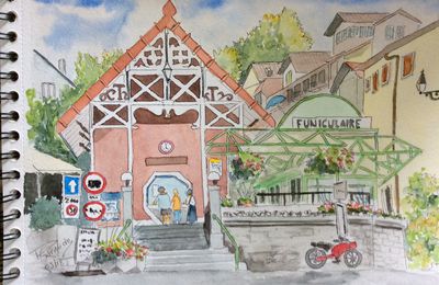 Thonon les bains, arrivée du funiculaire