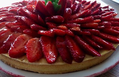 Tarte aux fraises , Crème vanille mousseline 🍓