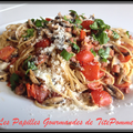 Capellini façon carbonara aux légumes et basilic frais