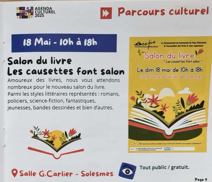 Salon du Livre de Solesmes le 18 mai 2025