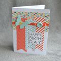 Carte d'anniversaire - Chevrons et papillon - orange et turquoise