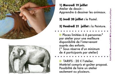 Juillet - Ateliers de dessin et d'arts plastiques - Enfants 