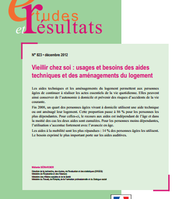 Vieillir chez soi : usages et besoins des aides techniques et des aménagements du logement - DREES
