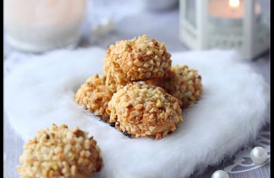 Bouchées fondantes aux amandes et pralin.