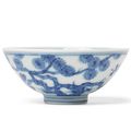 A blue and white 'Three friends of winter' bowl, Xuande six-character mark, 18th century
