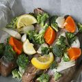 Papillote de merlan au brocoli et agrumes