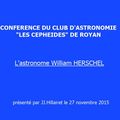 Conférence sur William Herschel du 27 novembre 2015 + compte-rendu