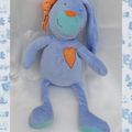 Doudou Peluche Lapin Bleu Coeur Orange Fnac