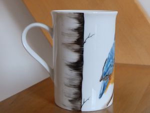 Martin-pêcheur peint sur mug