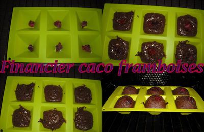 Financier cacao framboises en pyramide