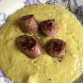 Purée-crème de courgettes jaunes au tartare ail et fines herbes