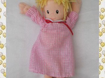 Doudou Peluche Poupée Robe Vichy Rose Bonne Nuit Les Petits Jemini 