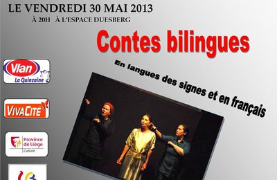 VERVIERS : 30/05  CONTES BILINGUES ( Langage des signes) à 20h Espace Duesberg