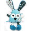 Doudou lapin bleu blanc personnalisé