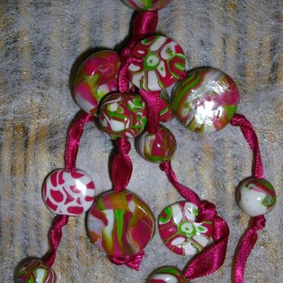 PorteClefs/Grigri  Vert et Fushia