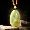 White Jade 'Guanyin' Pendent Necklace 