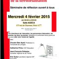 Séminaire : Le service public d'éducation à l'épreuve de la territorialisation. Mercredi 4 février 2015 Paris.