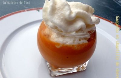 Gaspacho et crème de courgettes à la chantilly de chèvre